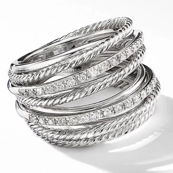 NEW MULTI LAYER 925 STERLING SILVER DIAMOND RING, BEAUTIFUL RING, SHINY RING - Picture 4 of 4